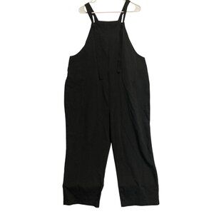 Women's GREATHE Adjustable Knot Straps Black Jumpsuit Overalls POCKETS Size XL